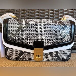 NWT Brahmin ROSA in BLACK SPARK Snake-Embossed Bag